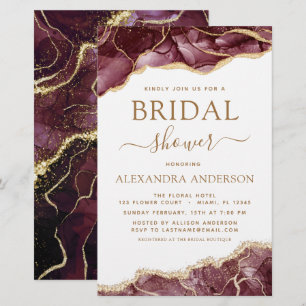 Budget Agate Burgundy Bridal Shower Gold