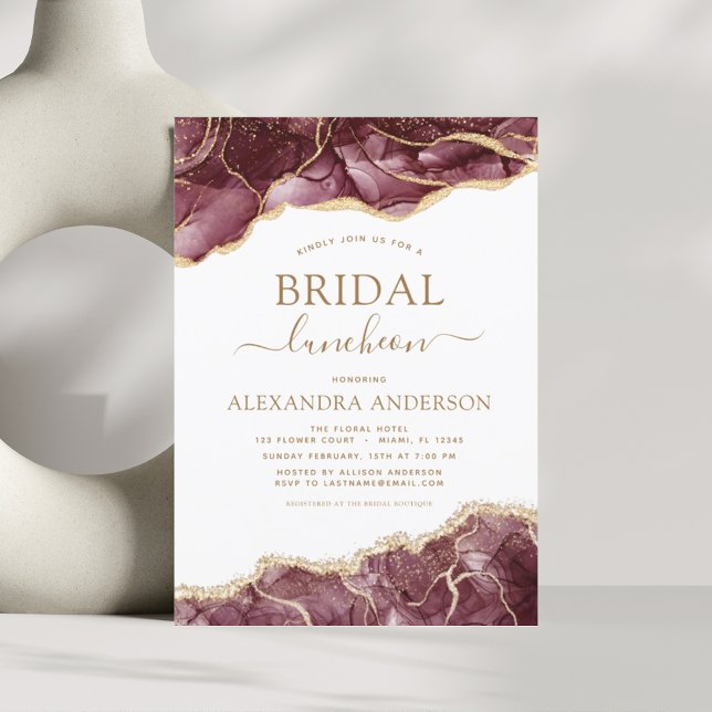 Budget Agate Burgundy Bridal Shower Luncheon Gold (Creator Uploaded)