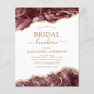 Budget Agate Burgundy Bridal Shower Luncheon Gold