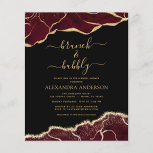 Budget Agate Burgundy Gold Brunch & Bubbly Flyer