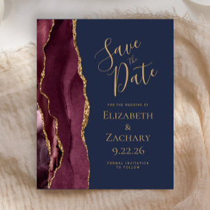 Budget Agate Burgundy Gold Navy Save the Date