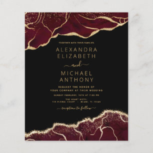 Budget Agate Burgundy Gold Wedding Invitation Flyer