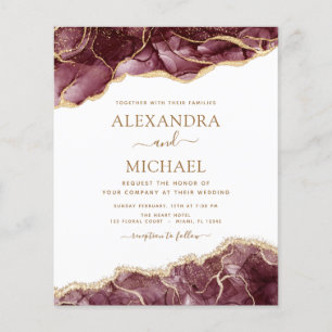 Budget Agate Burgundy Gold Wedding Invitation Flyer