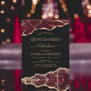 Budget Agate Burgundy Quinceañera Gold 15th