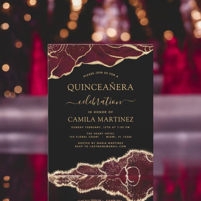 Budget Agate Burgundy Quinceañera Gold 15th (Creator Uploaded)