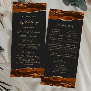 Budget Agate Burnt Orange Dark Wedding Program Rack Card
