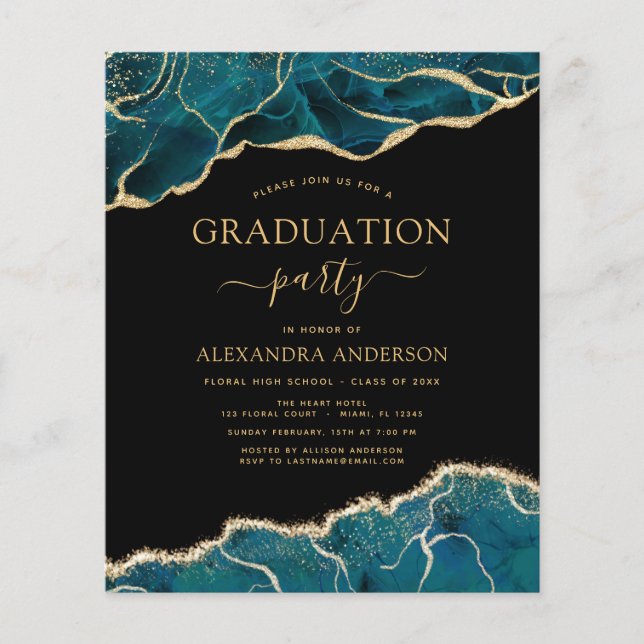 Budget Agate Graduation 2022 Teal Gold Blue (Front)