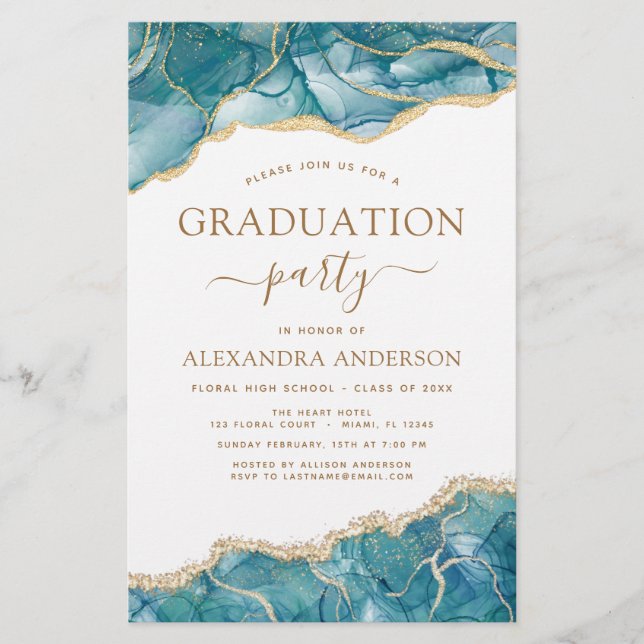Budget Agate Graduation 2022 Teal Gold Blue (Front)