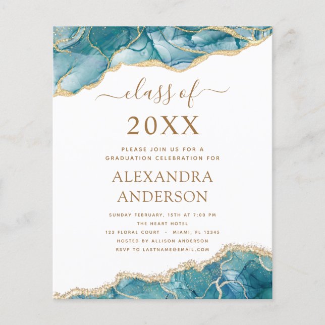 Budget Agate Graduation 2023 Teal Gold Blue Flyer (Front)
