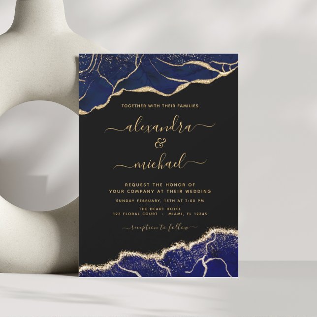 Budget Agate Navy Blue Gold Blue Wedding (Creator Uploaded)