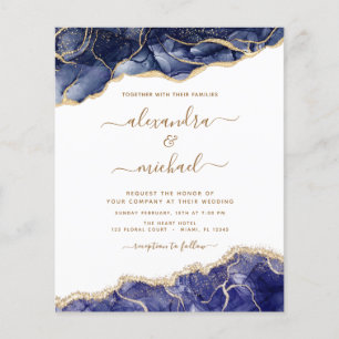 Budget Agate Navy Blue Gold Blue Wedding Flyer