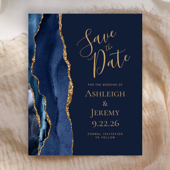 Budget Agate Navy Blue Wedding Save the Date (Creator Uploaded)