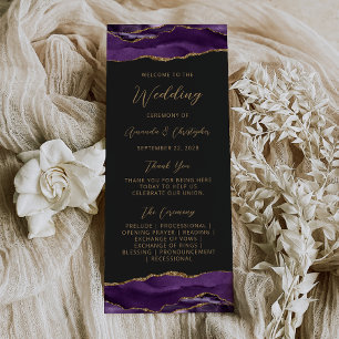 Budget Agate Purple Gold Dark Wedding Program Rack Card