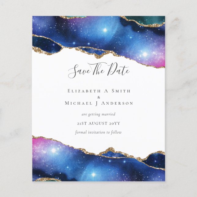 BUDGET AGATE Purple Gold Glitter SAVE DATES Flyer (Front)