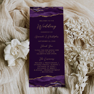Budget Agate Purple Gold Plum Wedding Program Rack Card