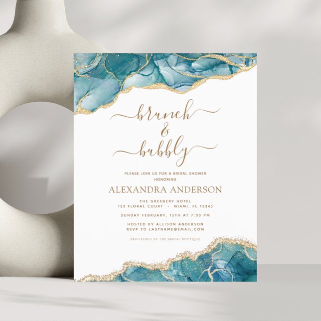 Budget Agate Teal Brunch & Bubbly Bridal Shower (Creator Uploaded)