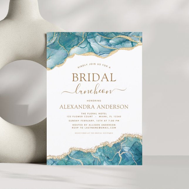 Budget Agate Teal Gold Bridal Shower Luncheon (Creator Uploaded)