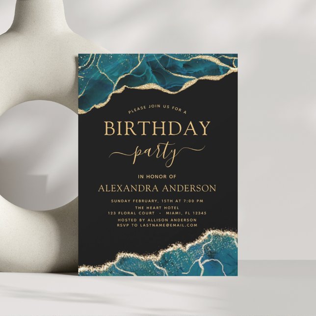 Budget Agate Turquoise Birthday Party Teal Gold (Creator Uploaded)