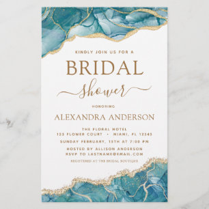 Budget Agate Turquoise Bridal Shower Teal Gold