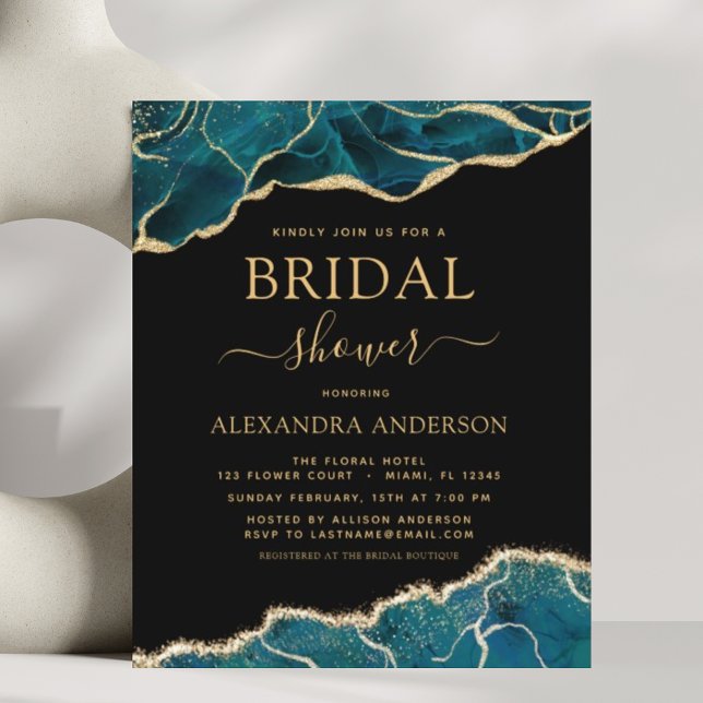 Budget Agate Turquoise Bridal Shower Teal Gold  (Creator Uploaded)