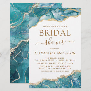 Budget Agate Turquoise Bridal Shower Teal Gold 