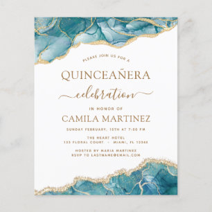 Budget Agate Turquoise Quinceañera Teal Gold Flyer