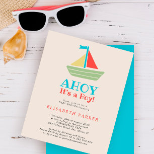 Budget Ahoy Its a Boy baby shower Invitation
