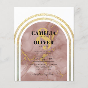 BUDGET All-in1 Gold Dusty Rose Marble Arch Wedding Flyer