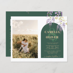 Budget All-in1 PHOTO Wedding Wisteria QR Code INV