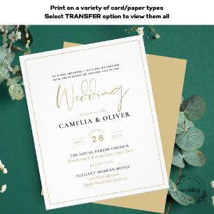 BUDGET All-in-1 Classic Gold Text White Wedding Fl Flyer