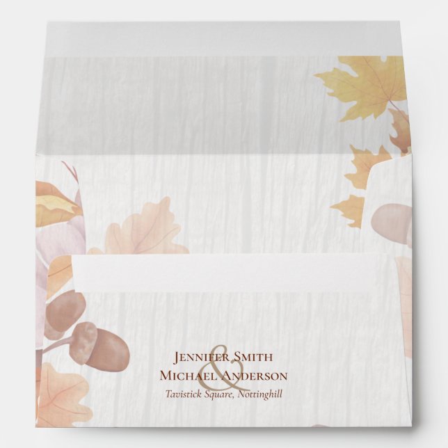 BUDGET All-in-1 Fall Leaves Terracotta Wedding Envelope (Back (Bottom))