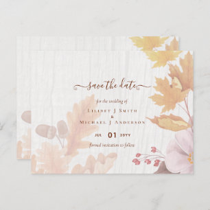 BUDGET All-in-1 Fall Leaves Terracotta Wedding Postcard