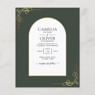 Budget  All-in-1 Gold Accent Wedding INVITE Flyer