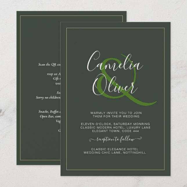 BUDGET All-in-1 Monochrome Ampersand Wedding Invitation (Front/Back)