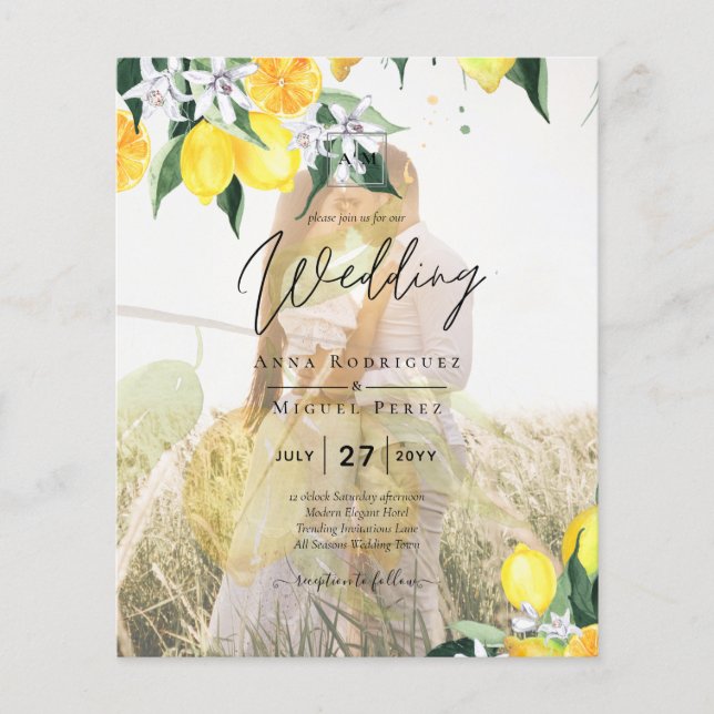 BUDGET All-in-1 PHOTO OVERLAY Lemons Wedding QR Flyer (Front)