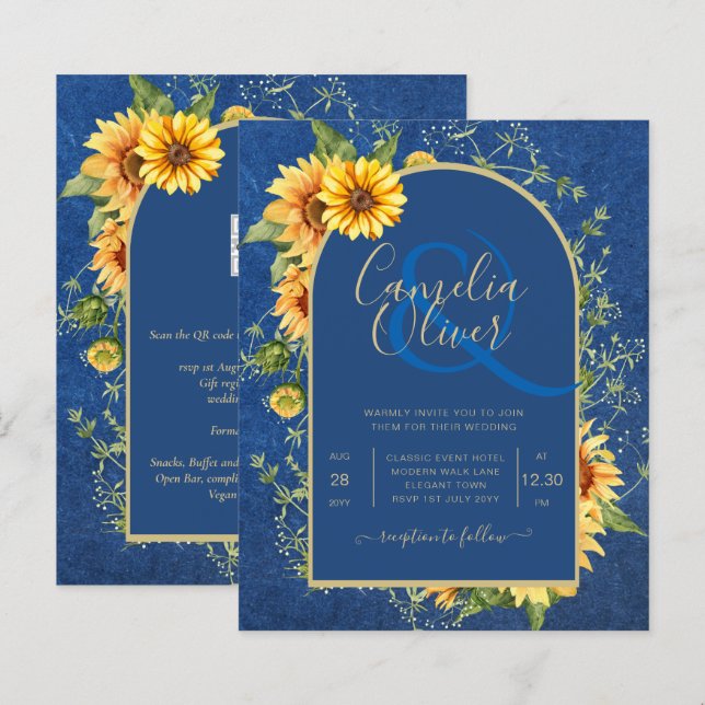 BUDGET All-in-1 Rustic Sunflowers BLUE Wedding (Front/Back)