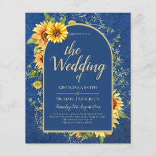 BUDGET All-in-1 Rustic Sunflowers BLUE Wedding Flyer