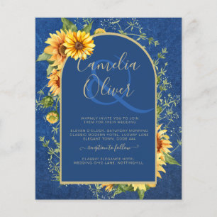 BUDGET All-in-1 Rustic Sunflowers BLUE Wedding Flyer
