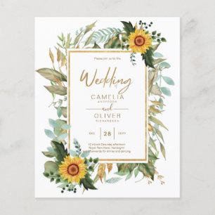 BUDGET All-in-1 Rustic Sunflowers Greenery Wedding Flyer
