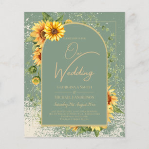 BUDGET All-in-1 Rustic Sunflowers Greenery Wedding Flyer