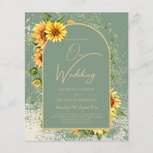 BUDGET All-in-1 Rustic Sunflowers Greenery Wedding Flyer