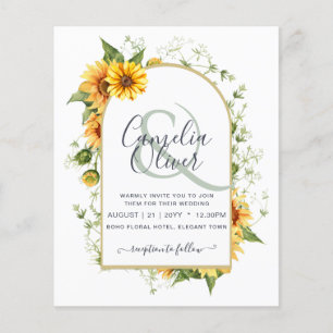 BUDGET All-in-1 Rustic Sunflowers Greenery Wedding Flyer