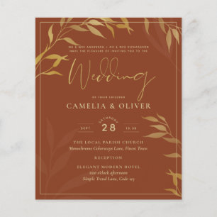 Budget All-in-1 Rustic Terracotta GOLD Wedding Flyer