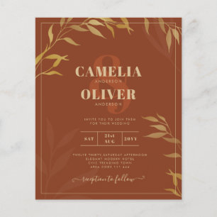 Budget All-in-1 Rustic Terracotta GOLD Wedding Flyer