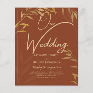 Budget All-in-1 Rustic Terracotta GOLD Wedding Flyer
