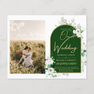 Budget All-in-1 White Roses Green Wedding QR Code Flyer