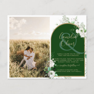 Budget All-in-1 White Roses Green Wedding QR Code Flyer
