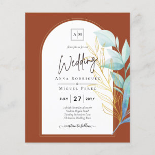 BUDGET All-in-1Terracotta Gold Greenery Wedding Flyer