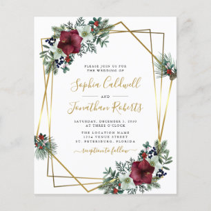 Budget All in One Amaryllis Pine Wedding Invite
