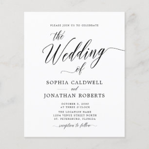 Budget All in One Black Calligraphy Wedding Invite